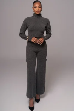 Charcoal Chelsey Knit Pant Set*JLUXLABEL Online