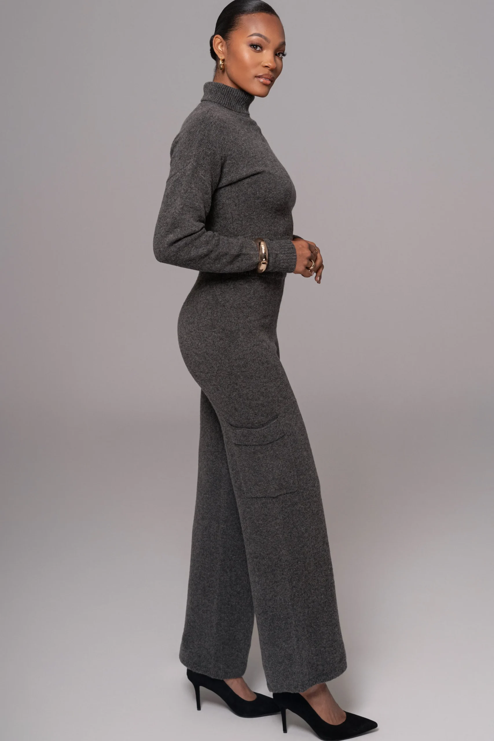 Charcoal Chelsey Knit Pant Set*JLUXLABEL Online