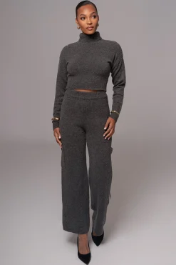 Charcoal Chelsey Knit Pant Set*JLUXLABEL Online