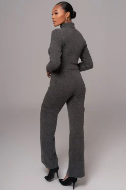 Charcoal Chelsey Knit Pant Set*JLUXLABEL Online