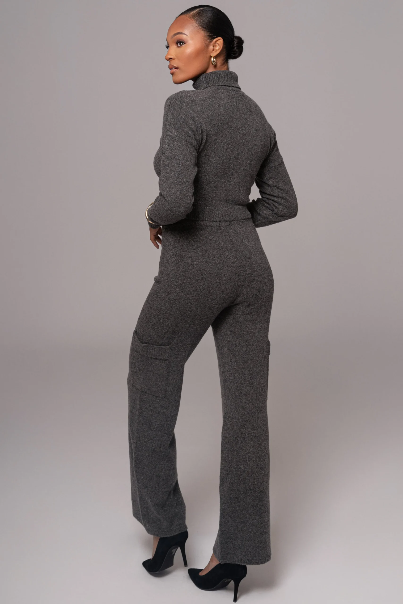 Charcoal Chelsey Knit Pant Set*JLUXLABEL Online