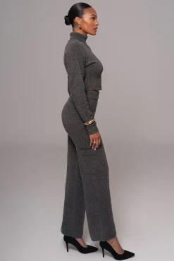 Charcoal Chelsey Knit Pant Set*JLUXLABEL Online