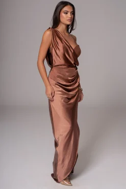 Chocolate Anastacia Drape Maxi Dress*JLUXLABEL Fashion