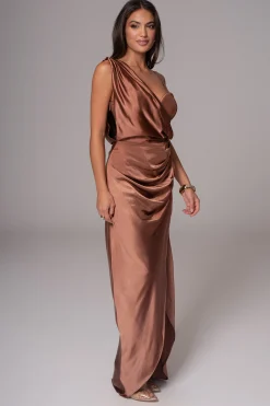 Chocolate Anastacia Drape Maxi Dress*JLUXLABEL Fashion
