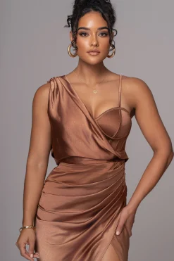 Chocolate Anastacia Drape Maxi Dress*JLUXLABEL Fashion