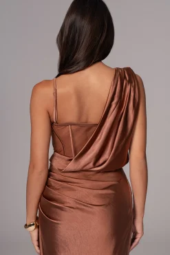 Chocolate Anastacia Drape Maxi Dress*JLUXLABEL Fashion