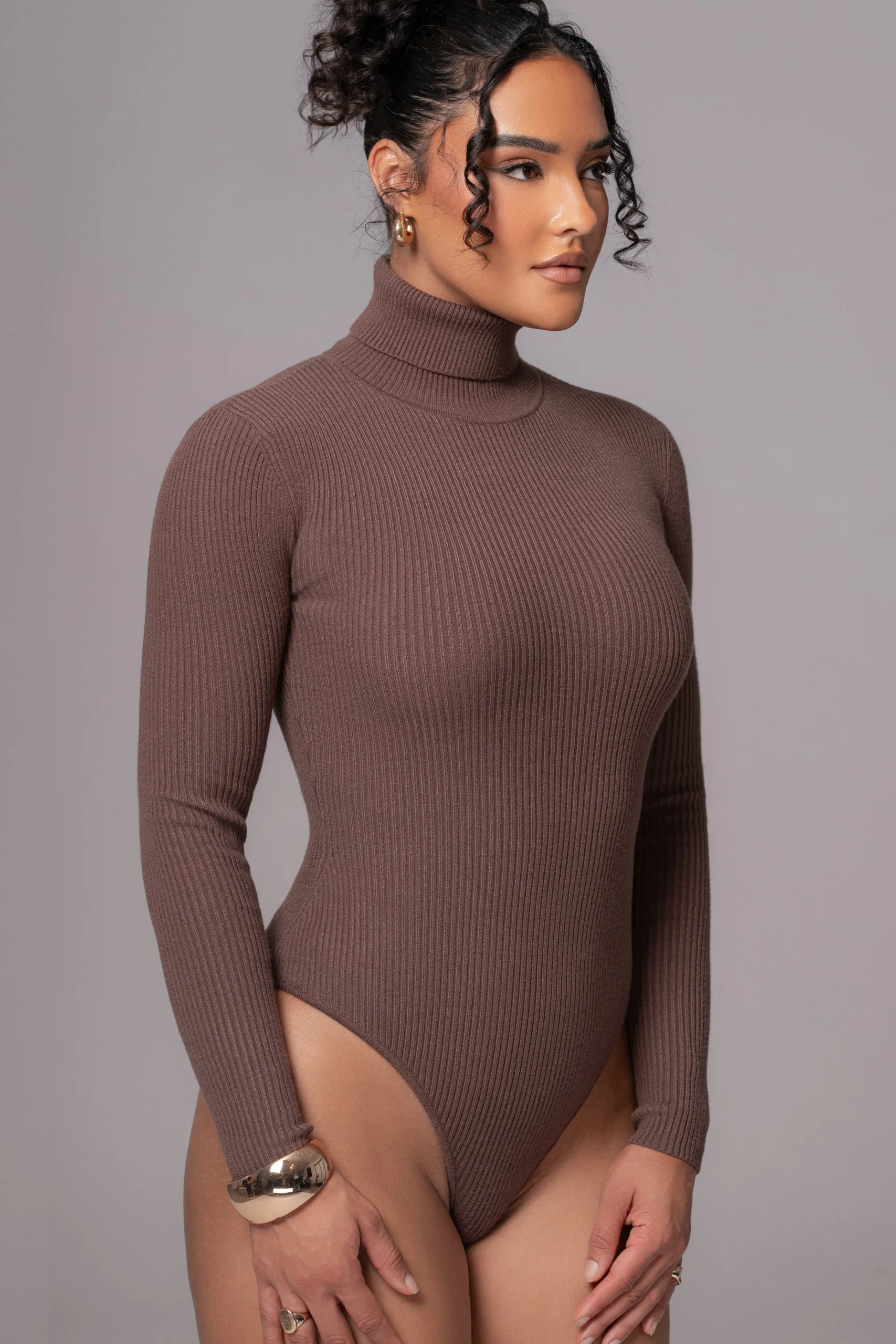 Chocolate Arlett Turtleneck Bodysuit*JLUXLABEL Online