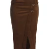 Chocolate Audrey Suede Midi Skirt*JLUXLABEL Online