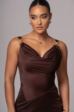 Chocolate Cowl Neck Chain Dress*JLUXLABEL Best