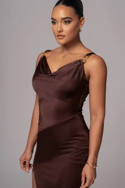 Chocolate Cowl Neck Chain Dress*JLUXLABEL Best