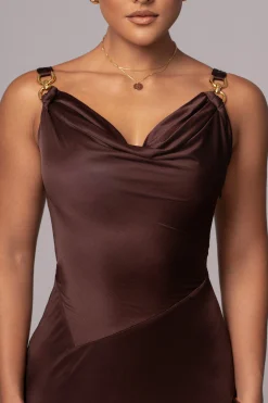 Chocolate Cowl Neck Chain Dress*JLUXLABEL Best