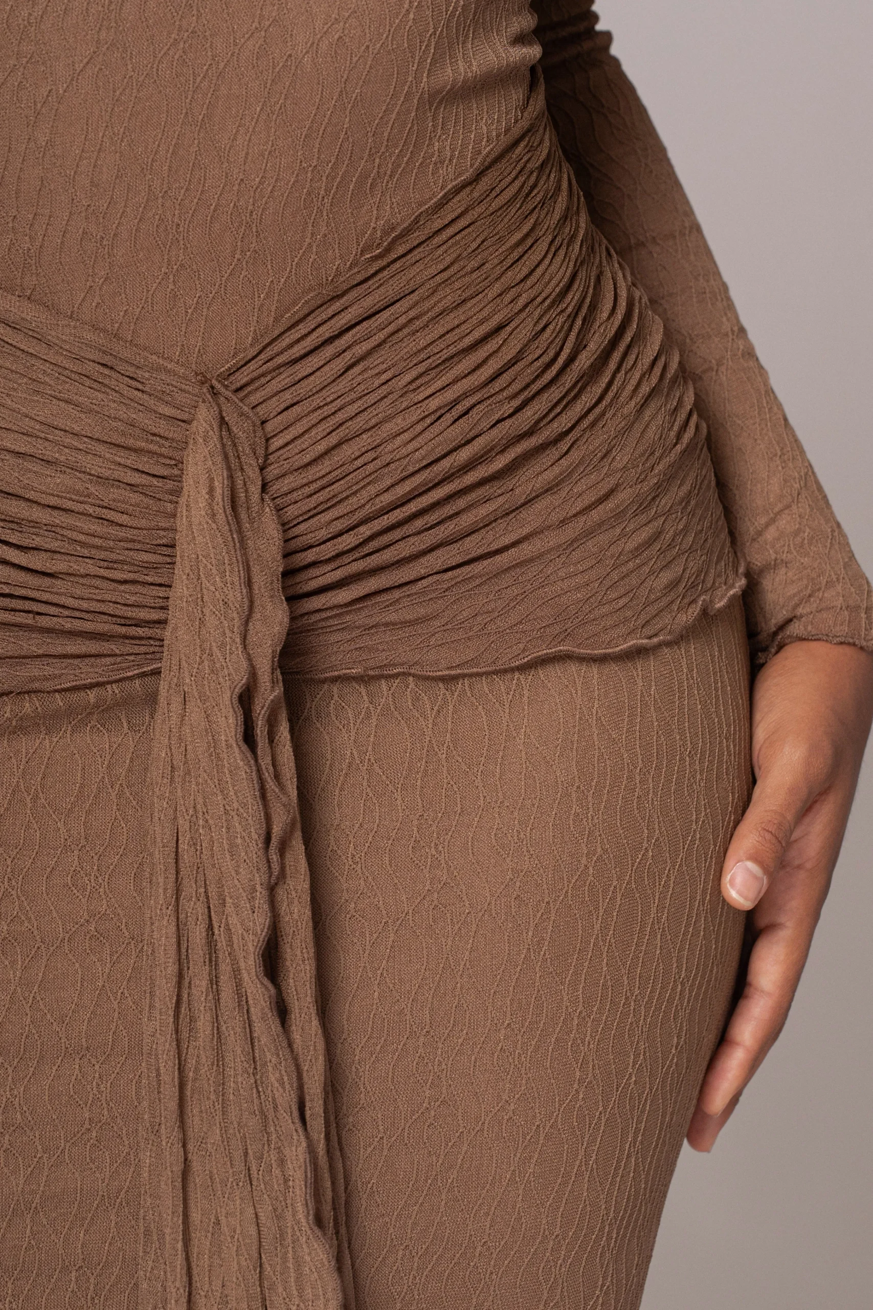 Chocolate Drape Mock Neck Dress*JLUXLABEL Fashion