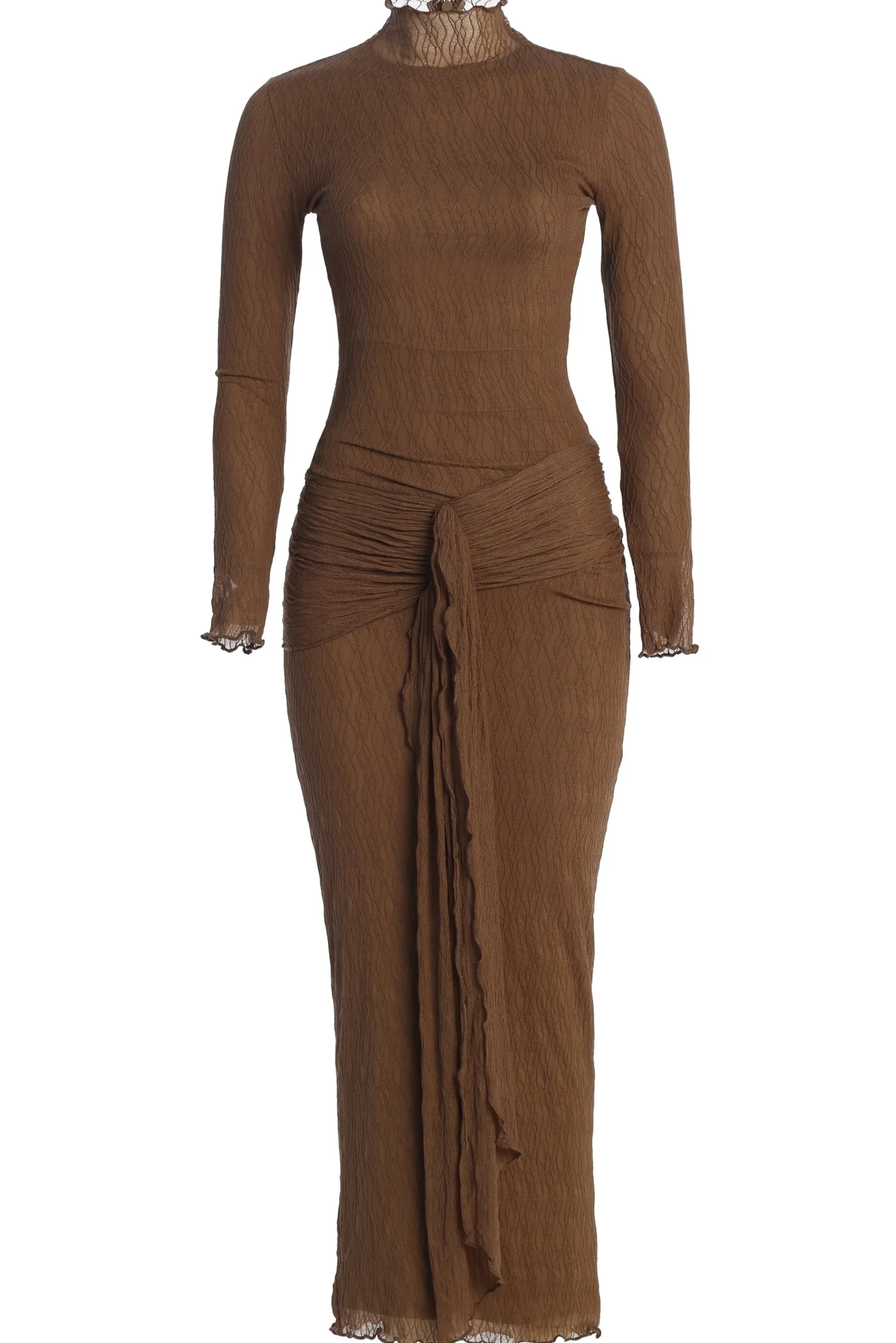 Chocolate Drape Mock Neck Dress*JLUXLABEL Fashion