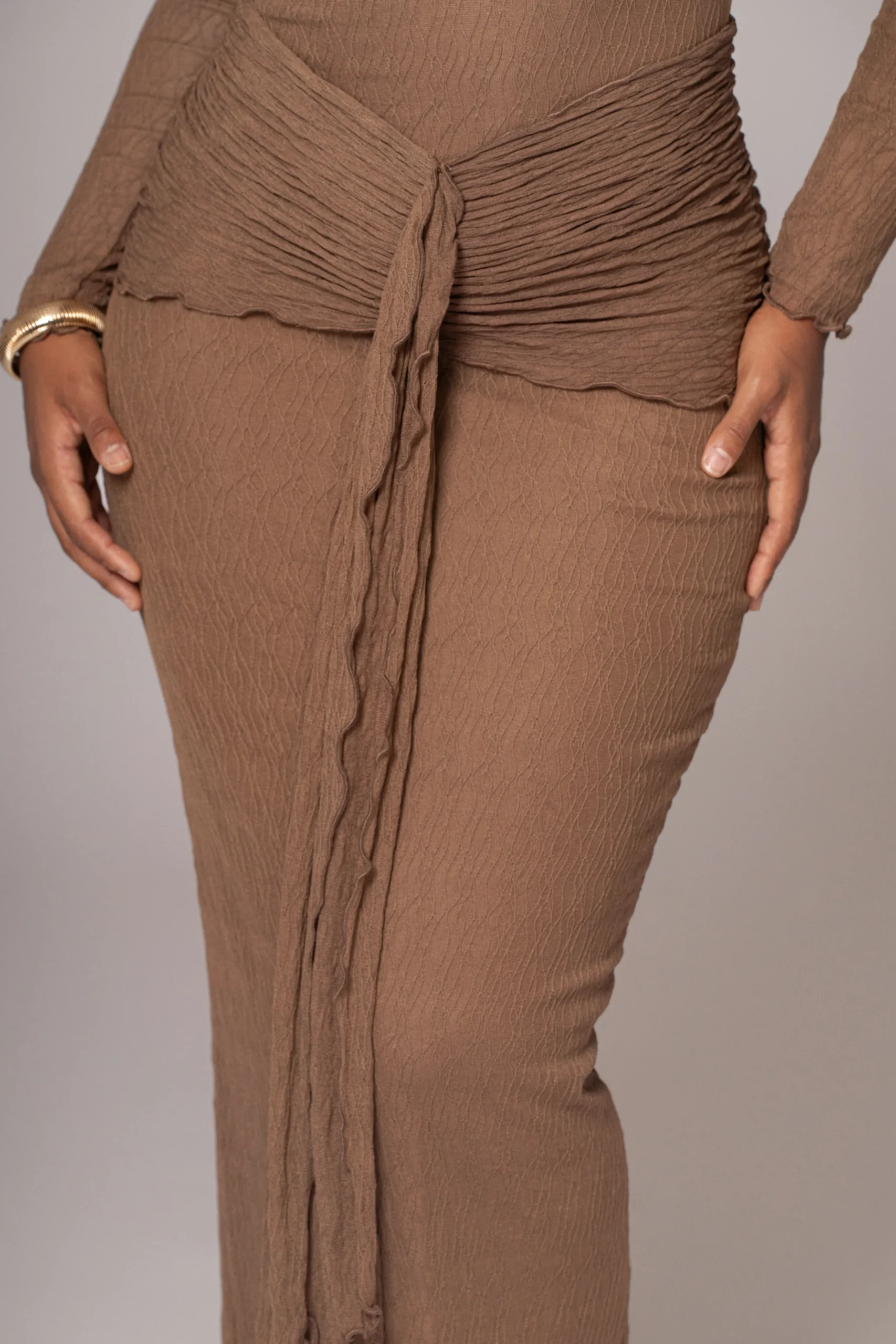 Chocolate Drape Mock Neck Dress*JLUXLABEL Fashion