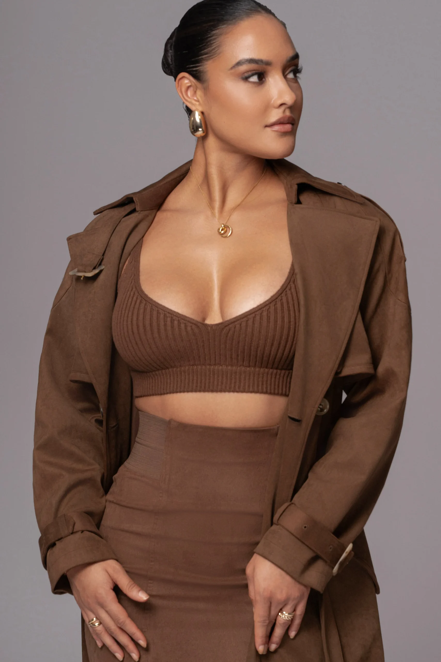 Chocolate Elite Suede Coat*JLUXLABEL Sale