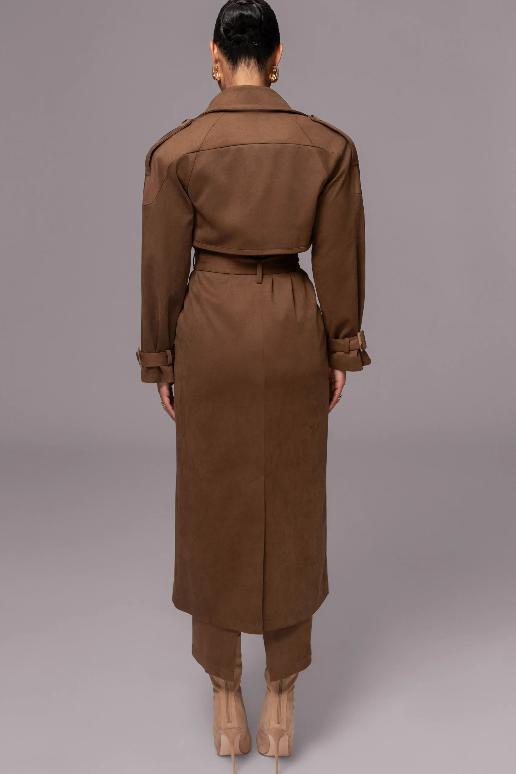 Chocolate Elite Suede Coat*JLUXLABEL Sale