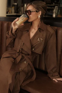 Chocolate Elite Suede Coat*JLUXLABEL Sale