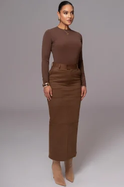 Chocolate Joy Suede Maxi Skirt*JLUXLABEL Sale