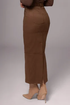 Chocolate Joy Suede Maxi Skirt*JLUXLABEL Sale
