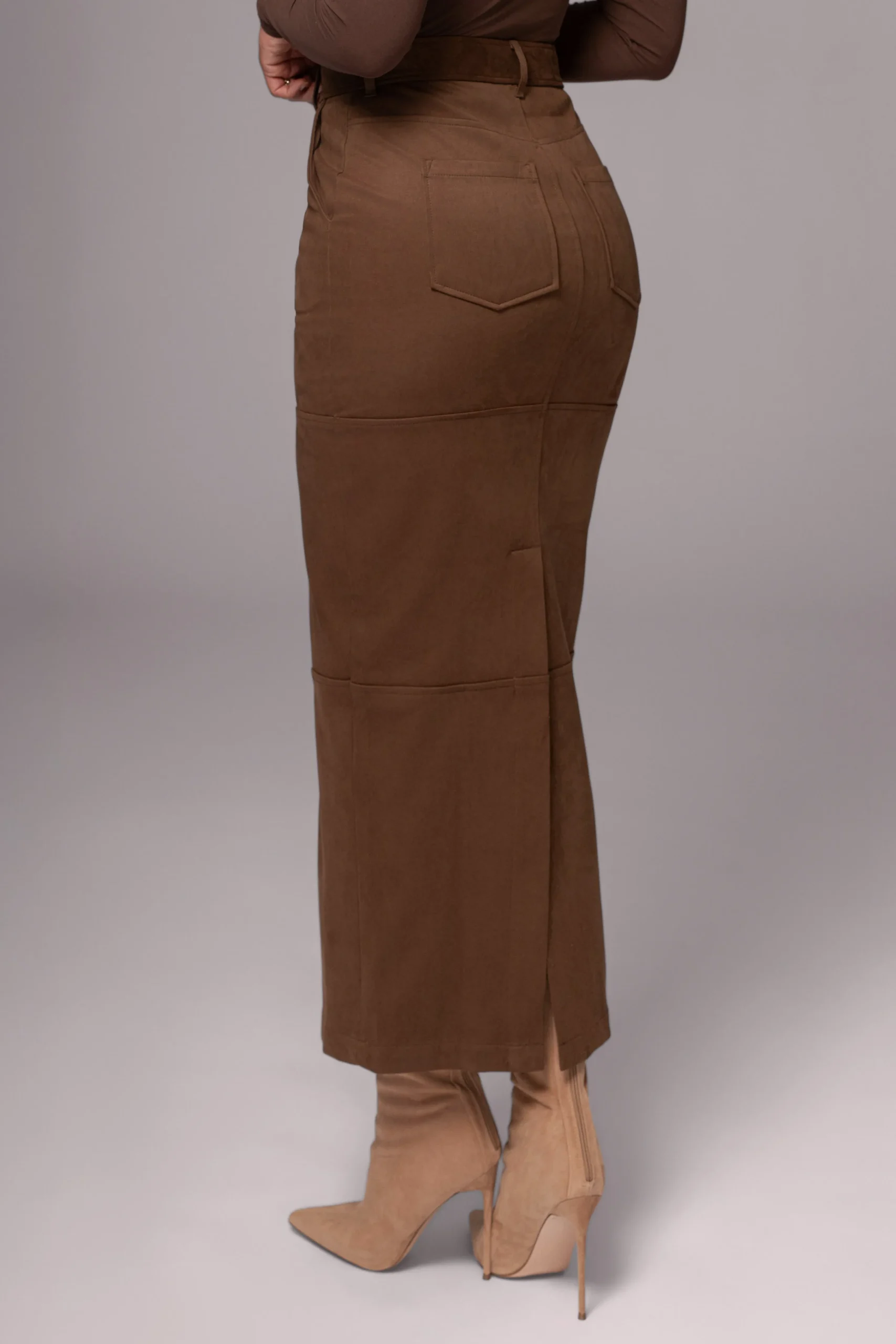 Chocolate Joy Suede Maxi Skirt*JLUXLABEL Sale