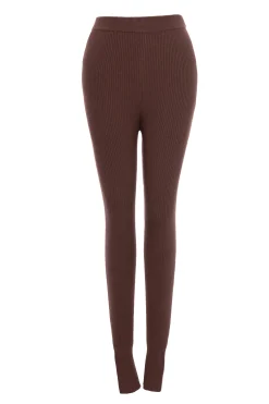 Chocolate Naaya Ribbed Leggings*JLUXLABEL Fashion