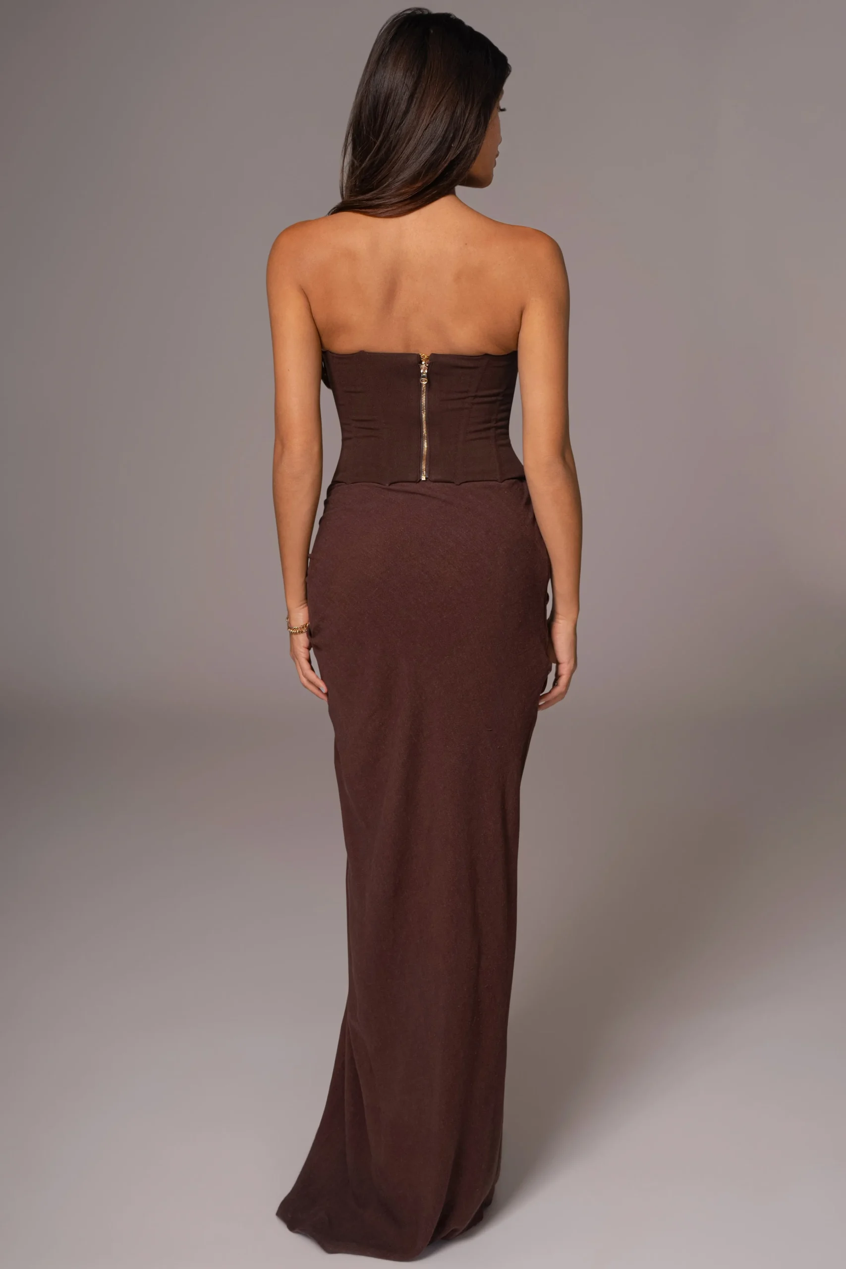 Chocolate Noelia Linen Slit Skirt*JLUXLABEL Outlet