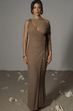 Chocolate Odelia Crinkled Maxi Dress*JLUXLABEL Fashion