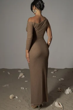 Chocolate Odelia Crinkled Maxi Dress*JLUXLABEL Fashion