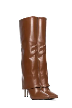 Chocolate Passage Faux Leather Boots*JLUXLABEL Outlet