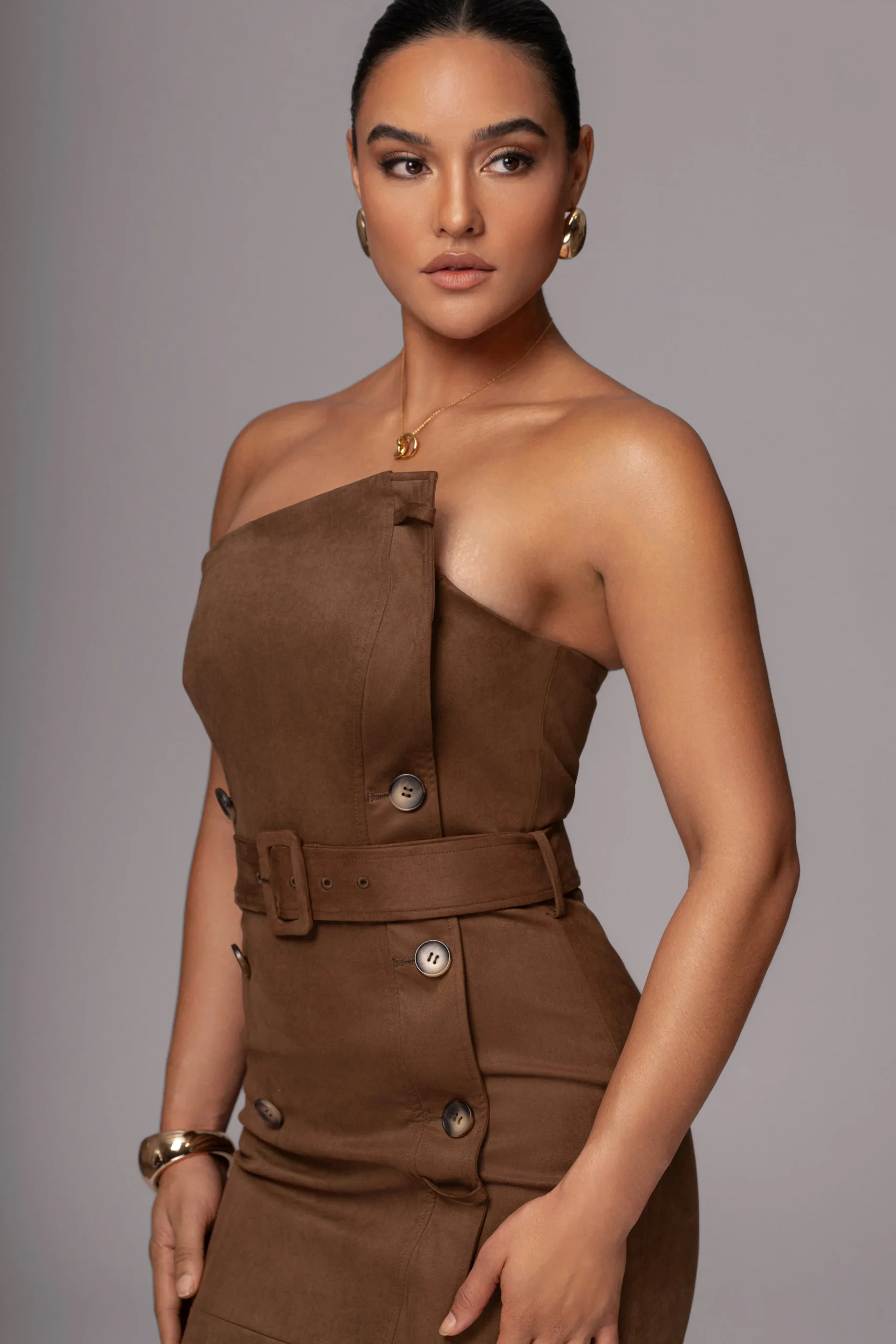 Chocolate Xena Suede Maxi Dress*JLUXLABEL Fashion