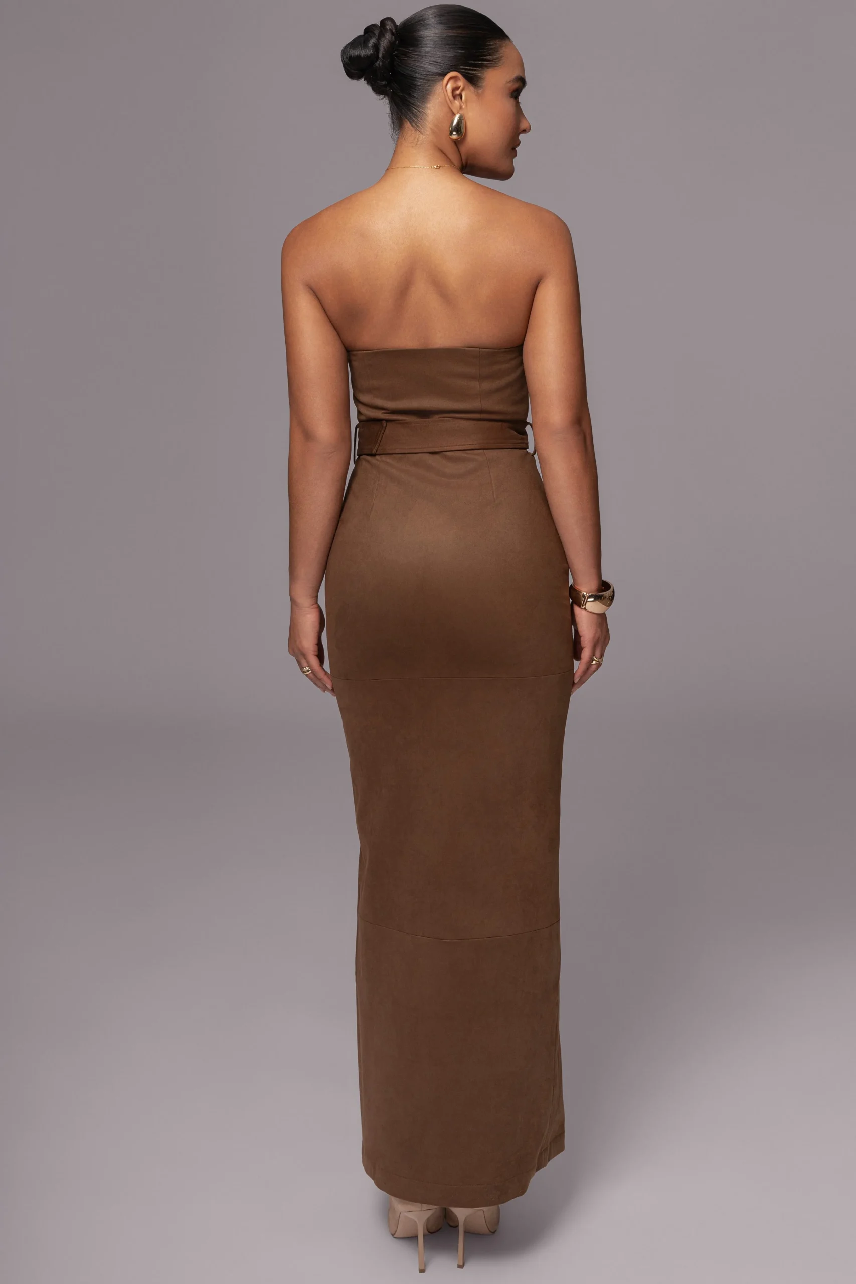 Chocolate Xena Suede Maxi Dress*JLUXLABEL Fashion