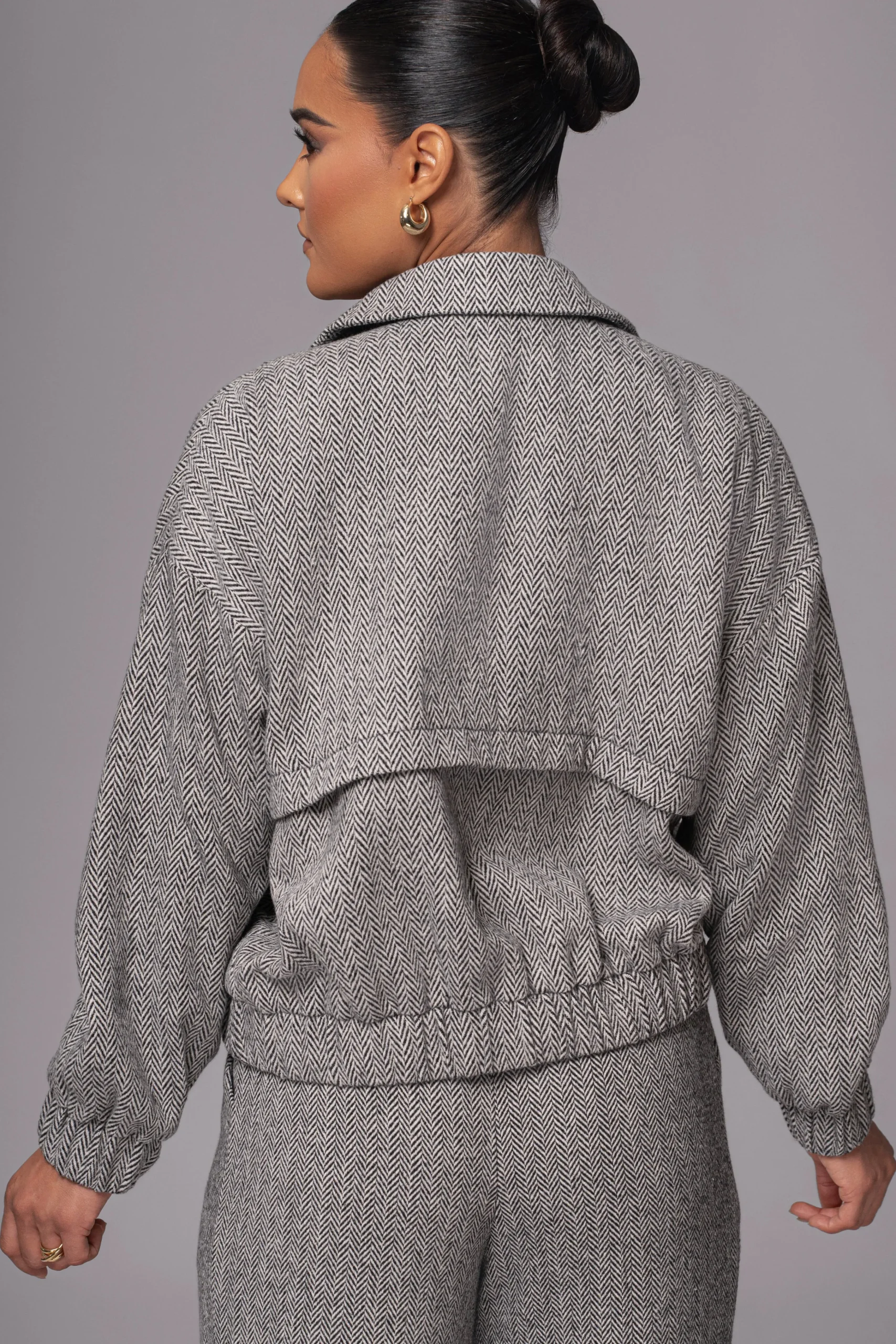 Classic Herringbone Bomber Jacket*JLUXLABEL Best