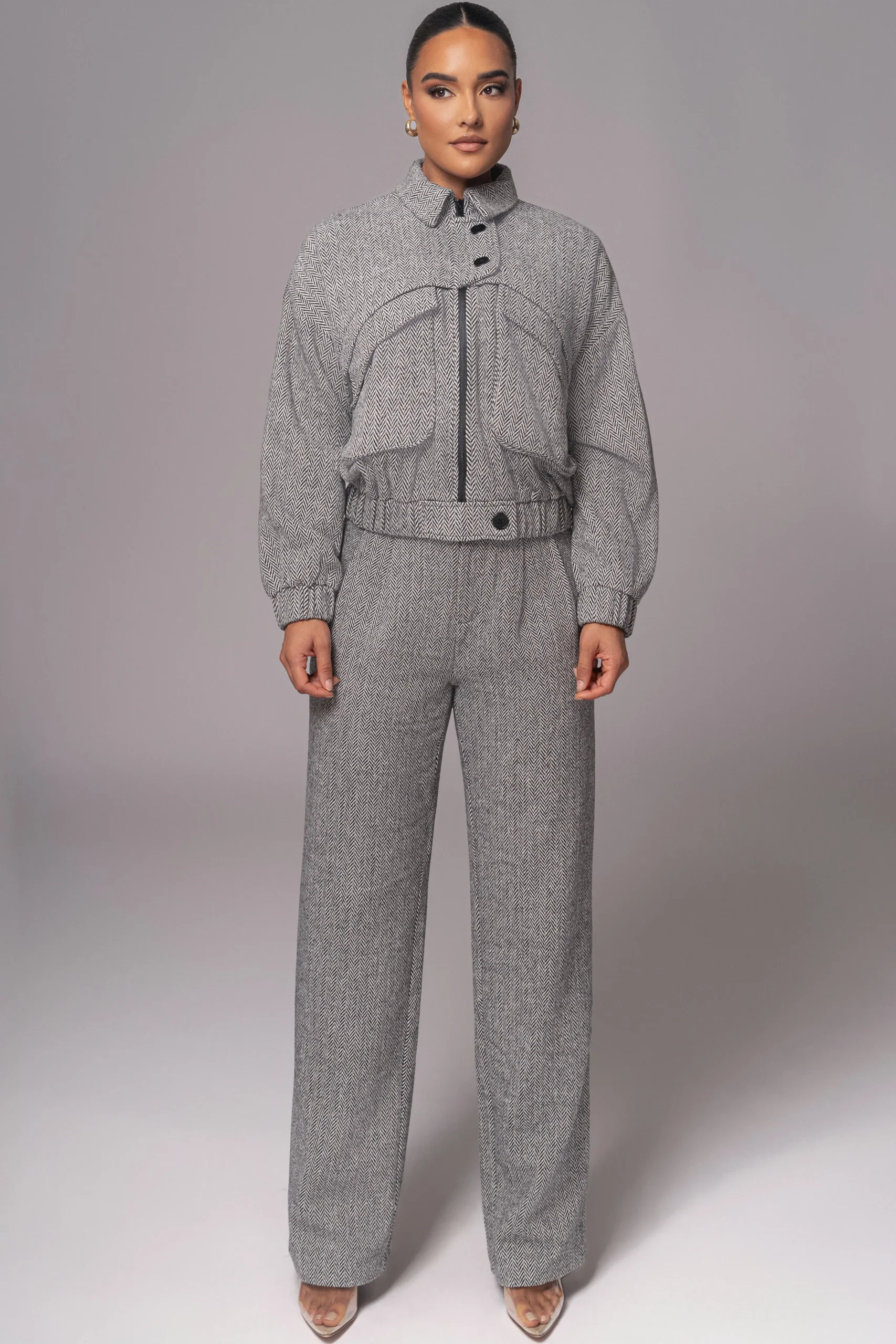 Classic Herringbone Bomber Jacket*JLUXLABEL Best