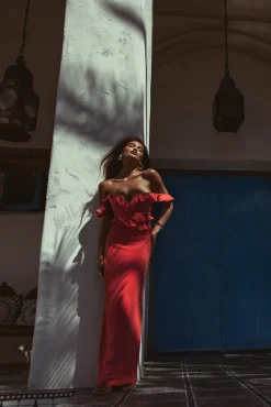 Coral Brighter Days Linen Maxi Dress*JLUXLABEL Discount