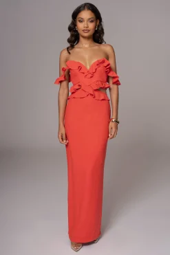 Coral Brighter Days Linen Maxi Dress*JLUXLABEL Discount