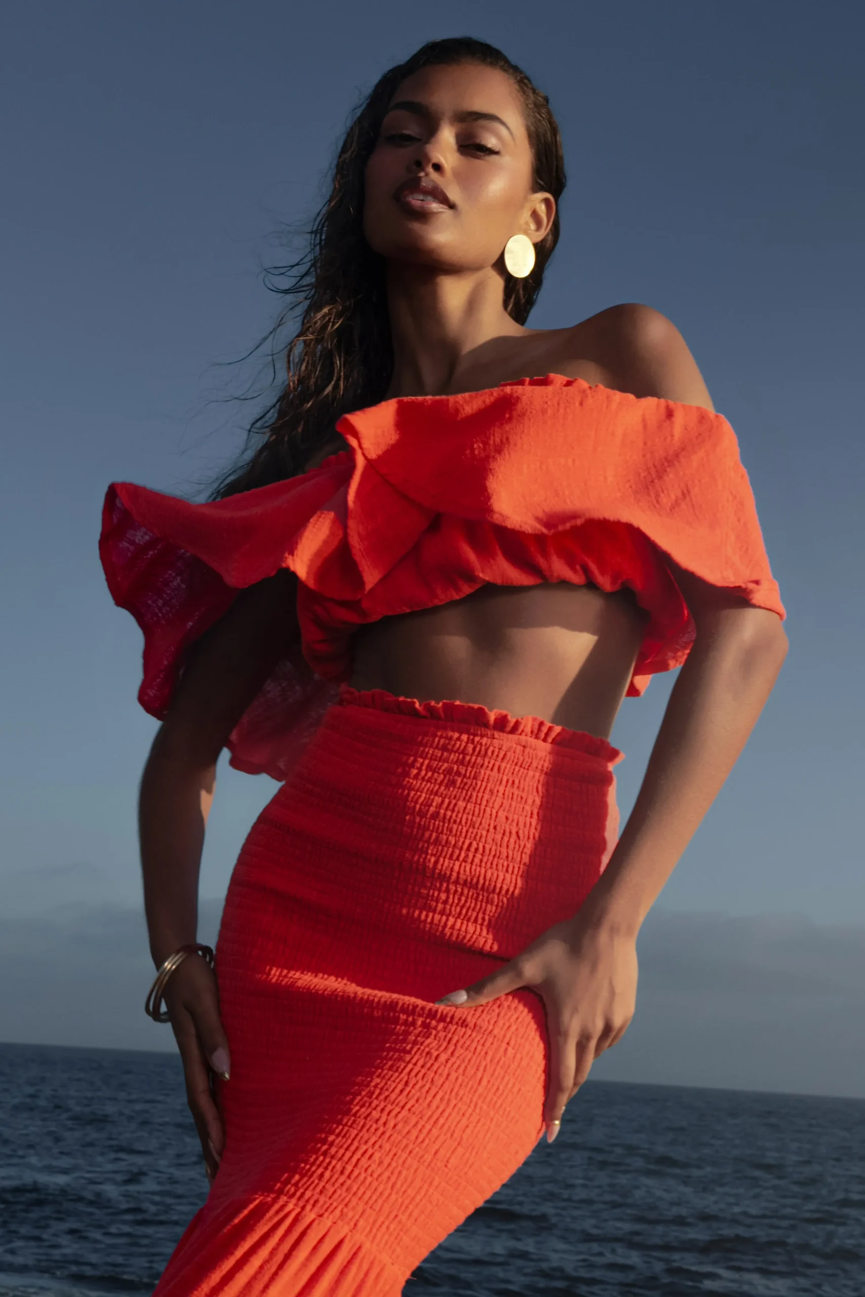 Coral Sienna Ruffled Skirt Set*JLUXLABEL Hot