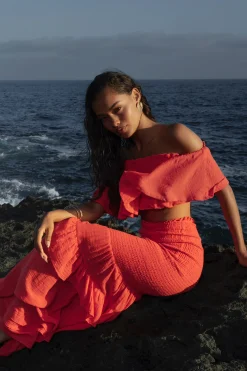 Coral Sienna Ruffled Skirt Set*JLUXLABEL Hot