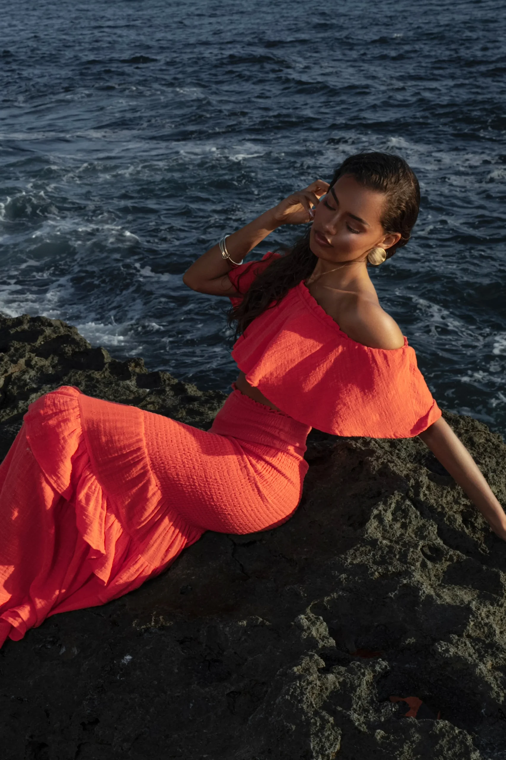 Coral Sienna Ruffled Skirt Set*JLUXLABEL Hot