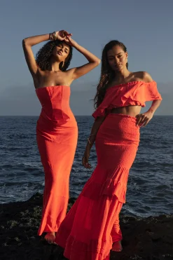 Coral Sienna Ruffled Skirt Set*JLUXLABEL Hot