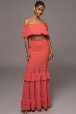 Coral Sienna Ruffled Skirt Set*JLUXLABEL Hot
