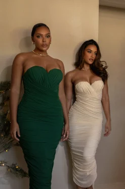 Cream Arcadia Mesh Midi Dress*JLUXLABEL Sale