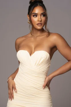 Cream Arcadia Mesh Midi Dress*JLUXLABEL Sale