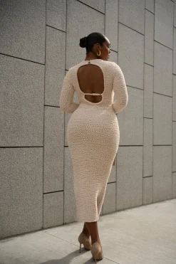 Cream Autumn Knit Maxi Dress*JLUXLABEL Clearance