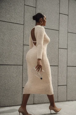 Cream Autumn Knit Maxi Dress*JLUXLABEL Clearance