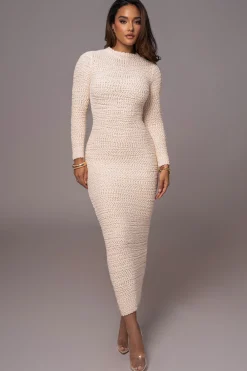 Cream Autumn Knit Maxi Dress*JLUXLABEL Clearance
