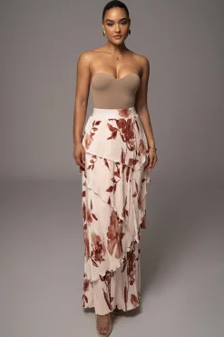 Cream Floral Kamira Tiered Skirt*JLUXLABEL Online