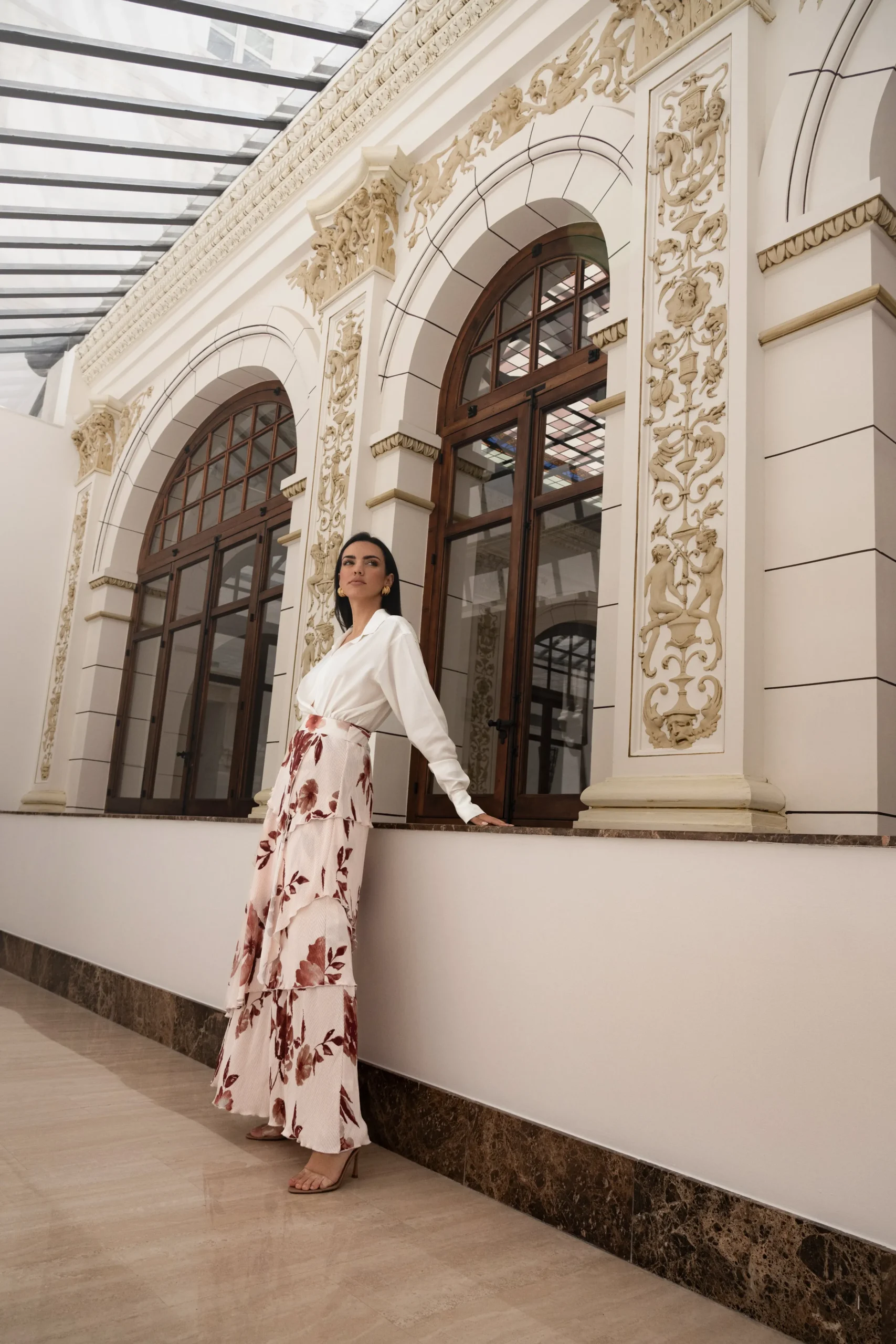 Cream Floral Kamira Tiered Skirt*JLUXLABEL Online