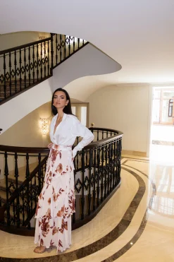 Cream Floral Kamira Tiered Skirt*JLUXLABEL Online