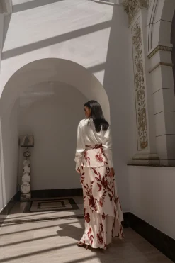 Cream Floral Kamira Tiered Skirt*JLUXLABEL Online