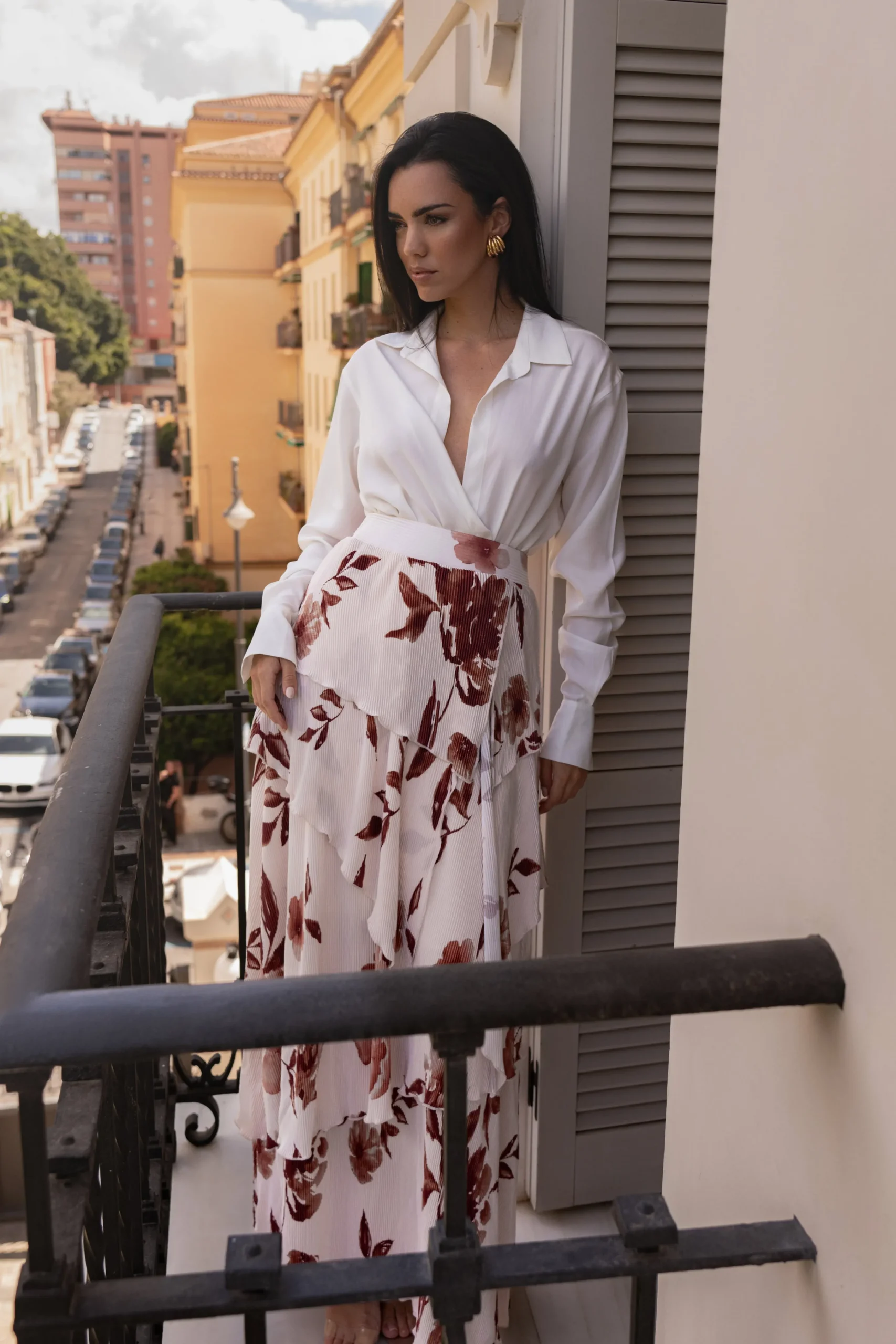 Cream Floral Kamira Tiered Skirt*JLUXLABEL Online